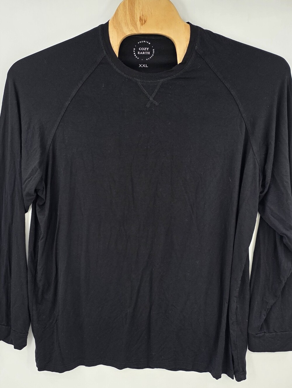Cozy Earth Mens Black Bamboo Long Sleeve T Shirt Size 2XL Soft Loungewear